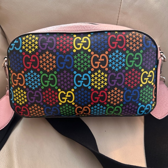 GUCCI GG Supreme Monogram Psychedelic Shoulder Bag Black Multicolor Sugar Pink - Picture 5 of 16